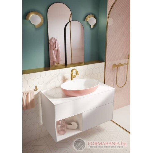 Шкаф за баня Villeroy & Boch Finion, с плот и LED осветление, 100×50×60 см, бял мат