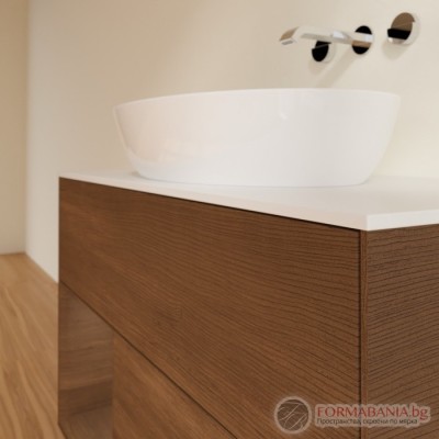 Шкаф за баня Villeroy & Boch Finion, с плот и LED осветление, 100×50×60 см, орехов фурнир
