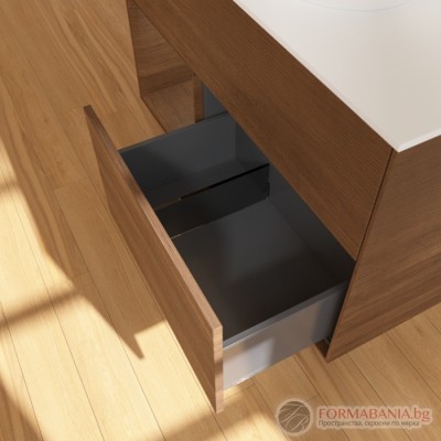 Шкаф за баня Villeroy & Boch Finion, с плот и LED осветление, 100×50×60 см, орехов фурнир