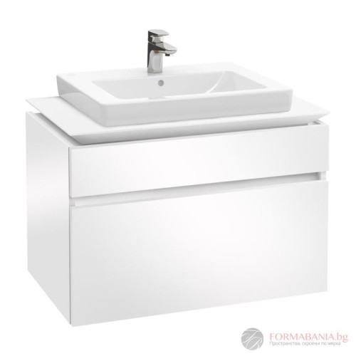 Шкаф за баня Villeroy & Boch Legato, 2 чекмеджета, 80 см, бял гланц