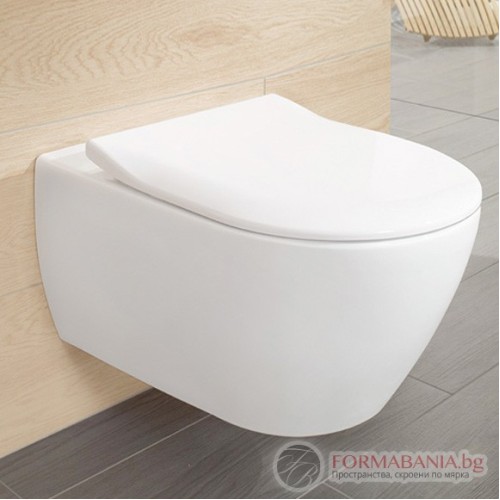Комплект структура за вграждане Grohe Rapid SL, окачена тоалетна Villeroy & Boch Subway 2.0, 37×56 см, Slim Soft-Close седалка, казанче и правоъгълен бутон, хром гланц