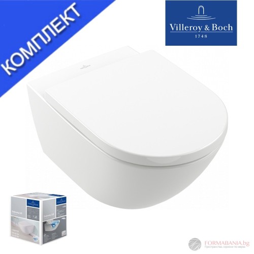 Комплект окачена тоалетна Villeroy & Boch Subway 3.0, 37×56×36 см, Soft-Close седалка, бял гланц