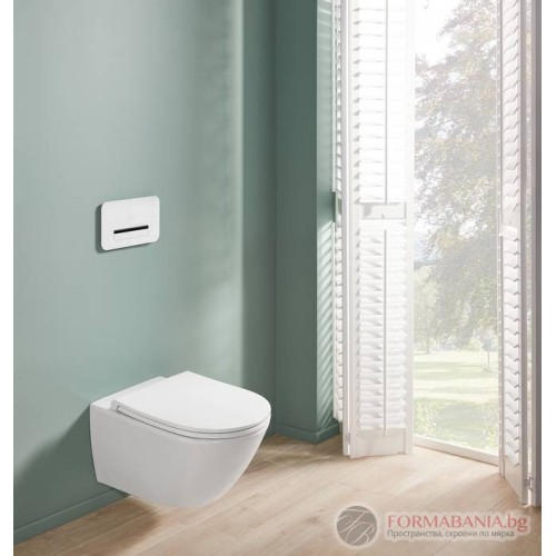 Комплект окачена тоалетна Villeroy & Boch Universo TwistFlush, със седалка с плавно затваряне, 37×56×36 см, бял гланц