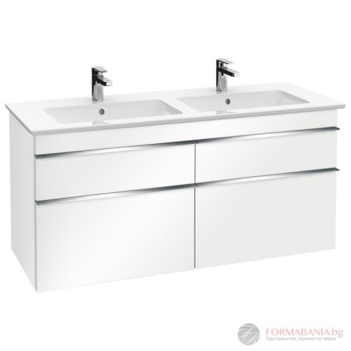 Шкаф за баня Villeroy & Boch Venticello, 4 чекмеджета, 125×48×59 см, бял мат