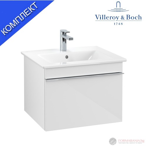 Шкаф за баня, с мивка Villeroy & Boch Venticello, 55×50×42 см, бял гланц