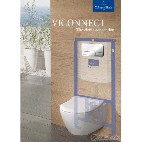 Комплект структура за вграждане Villeroy & Boch ViConnect, 112×52.5×15.5 см, казанче и бутон, хром гланц