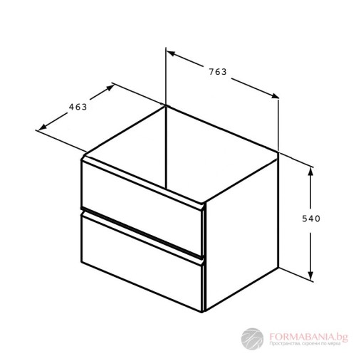 Шкаф за баня Villeroy & Boch Vivia, 2 чекмеджета, 74×46×54 см, бряст