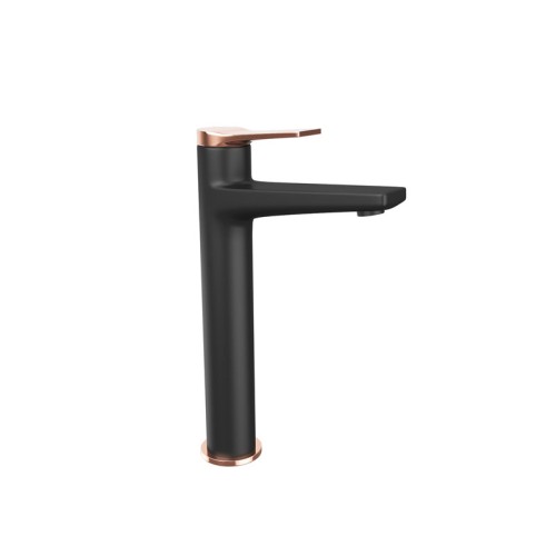 Висок смесител за мивка Karag Andare Nero Rose Gold